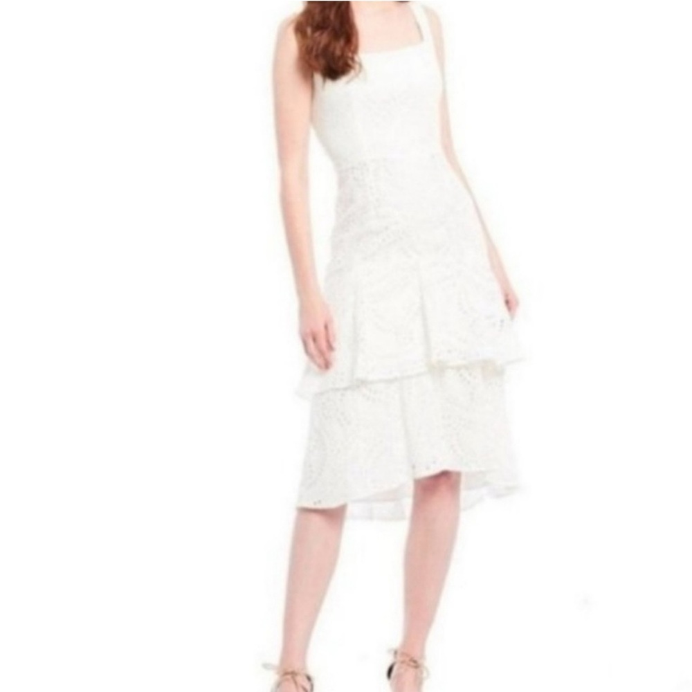 Elegant white, cotton  Sleeveless Dress